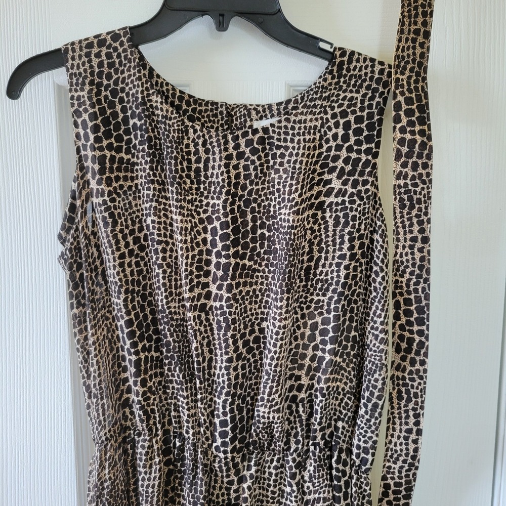 SGS Studio Dress 14P Animal Print Sleeveless Belted Elastic Waist Vintage - Picture 9 of 11
